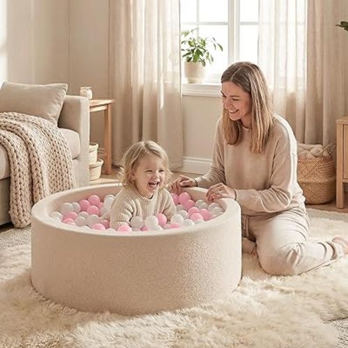 Baby Foam Ball Pit Teddy-Velvet: Ultra-Soft Ball Pit for Toddlers for Indoor Outdoor - Kids Play Toys for Playpen - Ideal Gifts for 1-3 Year Girls Boys（Excluding Balls）