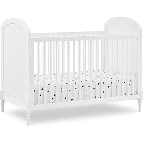 Delta Children Madeline 4-in-1 Convertible Crib - Includes Conversion Rails, Bianca White