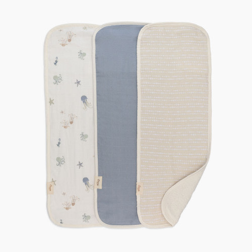 Crane Baby Cotton Muslin and Terry Burp Cloth Set (3 Pack) - Cove Sea Life