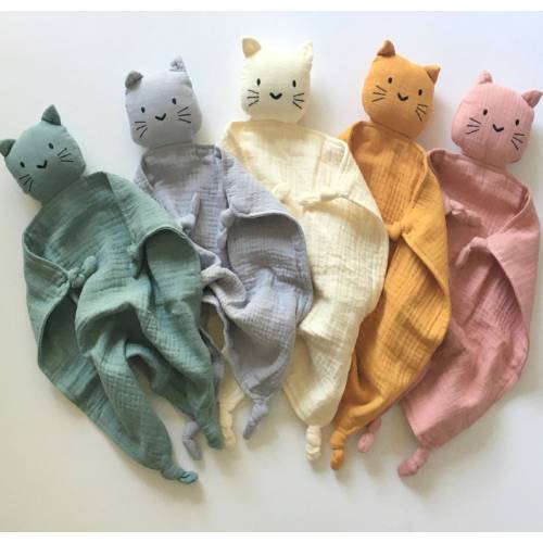 Organic Cotton Baby Comforting Toy / Kitten Lovey / Security Blanket / Baby Shower Gift - Etsy