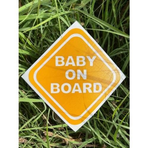 BRIGHT REFLECTIVE - Baby On Board Decal - Free Domestic Shipping