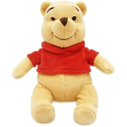 Disney Winnie The Pooh Plush - Mini Bean Bag 8 inches, Cuddly Toy Made with Soft-Feel Fabric with Embroidered Details and Wearing Classic Red T-Shirt, Suitable for All Ages Toy Figure