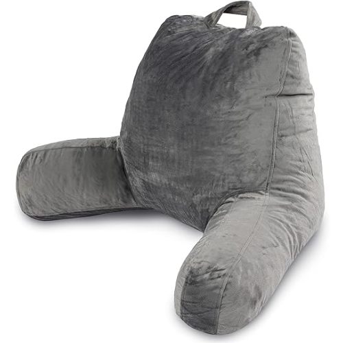 Milliard Reading Pillow with Shredded Memory Foam, Large Adult Backrest with Arms, Back Support for Sitting Up in Bed with Washable Cover (Sit up Pillow)