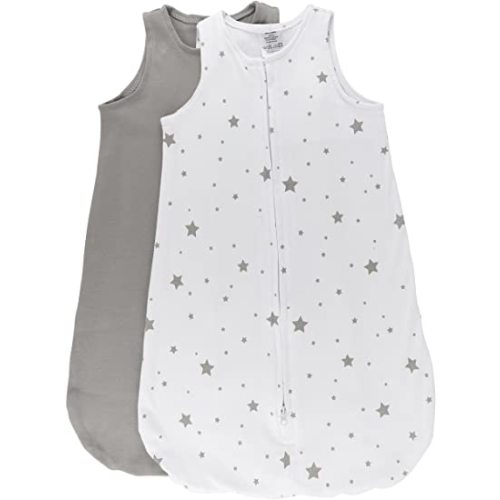 Ely's & Co.100% Cotton Wearable Blanket Baby Sleep Bag 2 Pack Grey Stars 6-12 Months