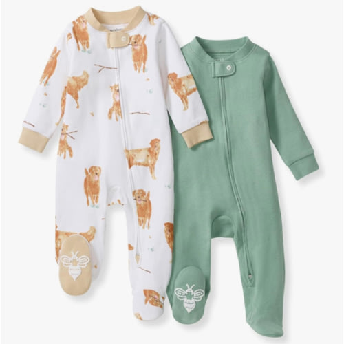 Burt's Bees Baby Boys Sleep and Play PJs, 100% Organic Cotton One-Piece Zip Front Romper Jumpsuit Pajamas