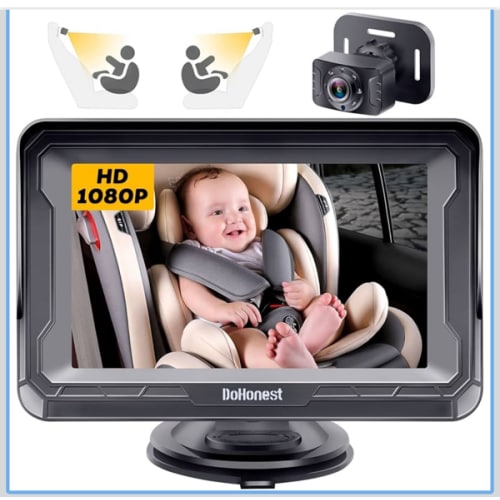 DoHonest Baby Car Camera HD 1080P - Rear-Facing Car Baby Monitor with Night Vision, Adjustable View Angle, Easy Setup, Anti-Glare Display, Safety for Kids & Infants