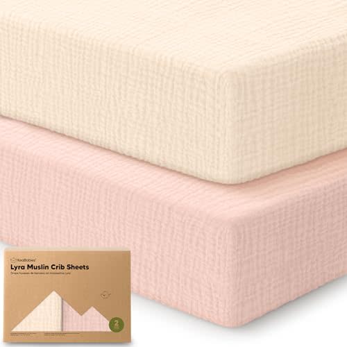 KeaBabies 2-Pack Muslin Crib Sheets for Boys, Girls - 100% Organic Cotton Fitted Baby Crib Mattress Sheet, Soft Breathable Standard Toddler Bed Cover Bedding Set, Neutral, Durable 52x28 (Cameo)