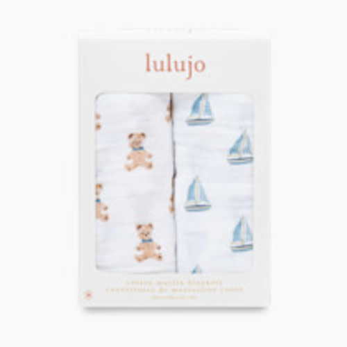 Lulujo Muslin Swaddles (2 Pack) - Vintage Teddy/ Sailboat, 2