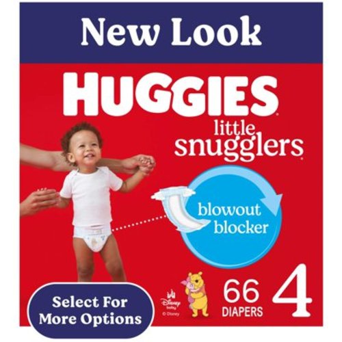 Huggies Little Snugglers Hypoallergenic Baby Diapers, Size 4, 66 Ct with GentleAbsorb Liner