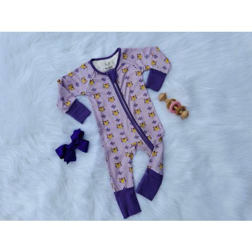 Louisiana  Baby Bamboo Pajamas, Bamboo Baby Sleeper, LSU Baby, Zippered Footie Pajamas, Baby Romper, Zippered Baby Pajamas