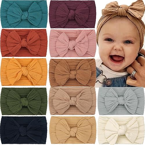 CÉLLOT Super Stretchy Soft Knot Headbands with Hair Bows Head Wrap Hair Accessories For Newborn Baby Girls Infant Toddlers Kids