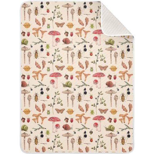 AMmao Baby Blanket for Boys Girls Retro Mushrooms Berries Snail Butterfly Soft Nursery Shower Receiving Blanket Comfy Crib Stroller Nursery Swaddle Cover Toddler Kids Birthday New Mom Gift 30X40 in - 30X40 Inch