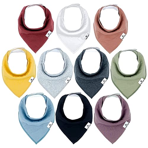 DiaperSquad's 10-Pack Baby Bibs for Drooling and Teething, Bibs for Boys, Baby Girl - Solid Cotton Baby Drool Bibs