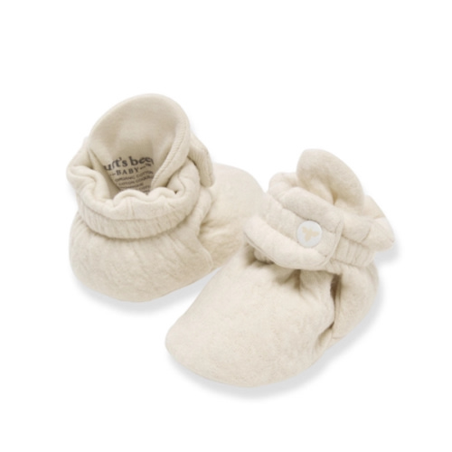 Organic Cotton Quilted Bee Baby Booties Oat