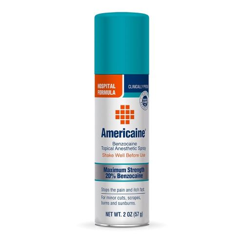 Americaine Hospital Formula, Maximum Strength Benzocaine Topical Anesthetic Spray, For Minor Cuts, Scrapes, Burns & Sunburn, 2 oz Can (Packaging may vary)