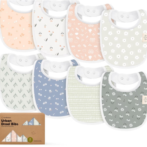 8-Pack Organic Baby Bibs for Boys, Girls - Soft Cotton Drooling and Teething Bibs for Baby Girl & Boy, Extra Absorbent, Easy To Clean & Put On for Toddler, Newborn, Infant 0-24 Months (Fleur)
