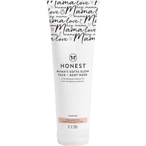 The Honest Company Honest Mama's Gotta Glow Face and Body Wash Pregnancy Safe Clarifying and Exfoliating AHA Cleanser 8 fl oz