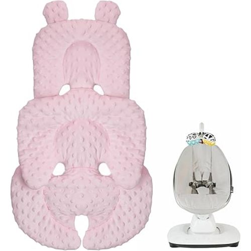 Infant Insert Compatible with 4moms Mamaroo Swing and Graco Swing, Newborn Insert for Baby Swing, Rocker, Bouncer, Portable and Washable, Reversible Body Support Cushion, Cotton & Mesh Material, Pink