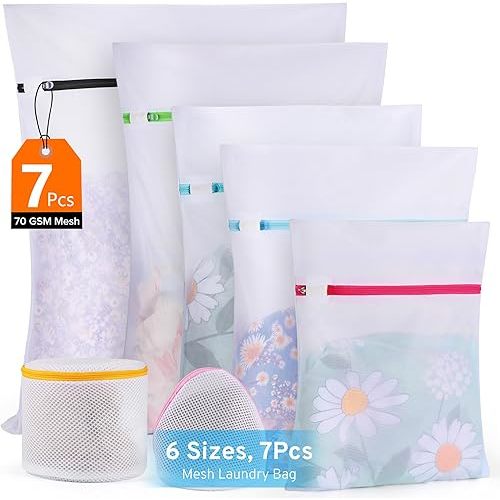 Ultimate 7 Pack 6 Size Mesh Laundry Bags Set for Delicates with AUTO-Lock Zipper, Lingerie Bags for Washing Delicates, Laundry Bags Mesh Wash Bags, Delicates Laundry Bag for Jeans,Blouse,Stocking,Bra