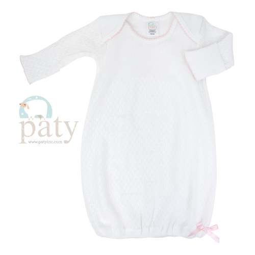 Size: variant=44088826822903 - Paty Knit, Monogrammed, Overlap Shoulder Gown #MG215 – PatyInc