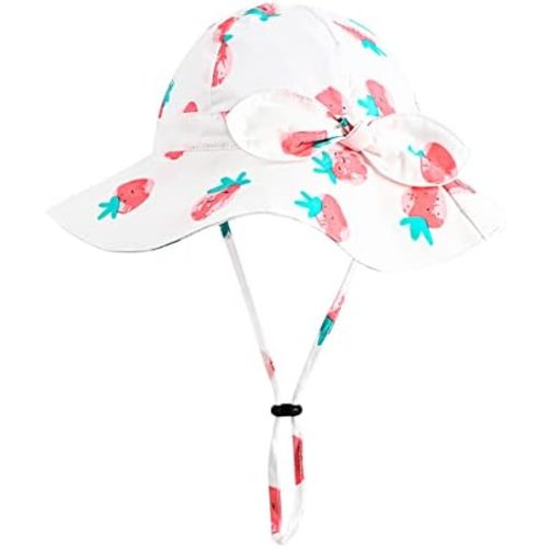 Baby Girl Sun Hat with UPF 50+ Outdoor Adjustable Beach Hat with Wide Brim Bucket Hats