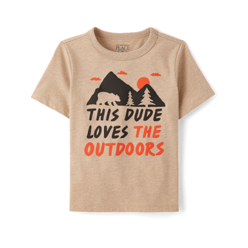 Toddler Boys Outdoors Dude Graphic Tee - Tan