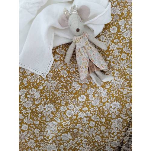 Liberty London Floral Crib Sheet: Golden Ochre, Beige Fitted Cover