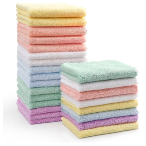 Baby Washcloths 24 Pack-Microfiber Coral Fleece Baby Bath Face Towel 7 x 9 Inch Extra Absorbent and Soft Burp Cloth and Wash Cloths for Newborn-Infants and Toddlers-Gentle On Sensitive Skin
