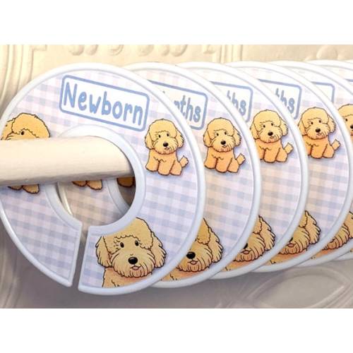 Baby Closet Dividers Goldendoodle Puppies Dogs Pups on Gingham Background - Your Choice of Gingham Color Baby Shower Birthday Christmas Gift