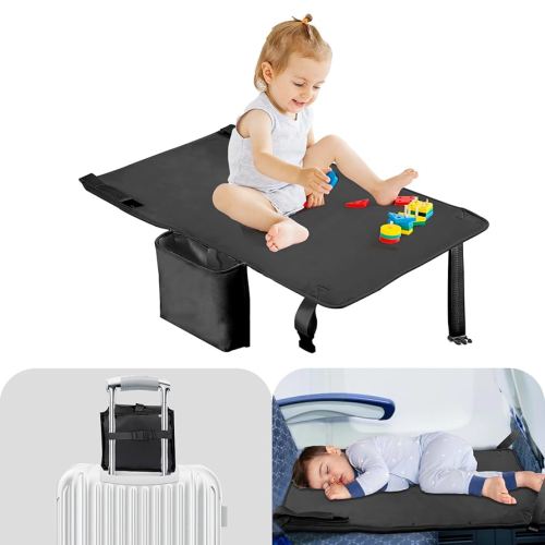 Toddler Airplane Bed, Airplane Seat Extender for Kids, Baby Travel Essentials, Black