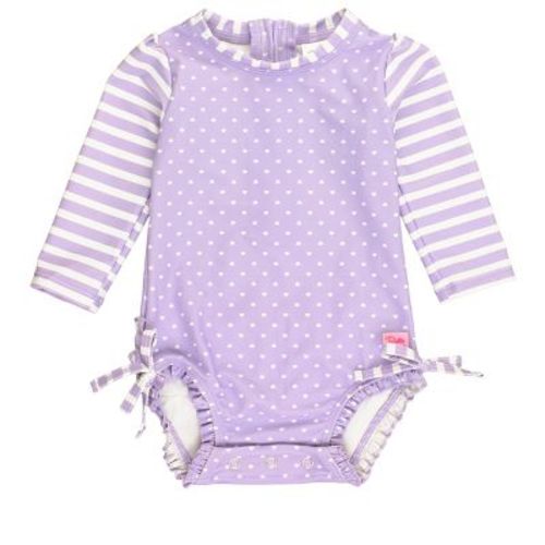 Rufflebutts Baby Girls Long Sleeve One Piece Rash Guard - Orange You The Sweetest, Size: 3-6m