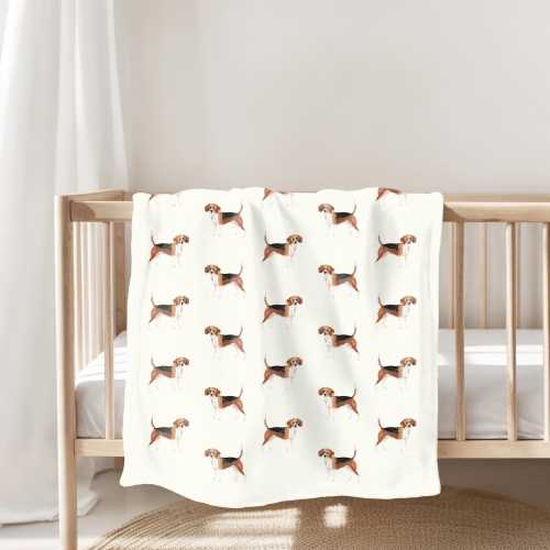 Beagle Dog Watercolor Minky Fleece Blanket Beagle Baby Blanket Beagle Nursery Dog Print Throw Decor Baby Blanket New Puppy Gift