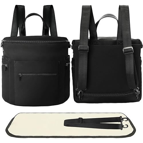 miss fong Neoprene Diaper Bag - Baby Diaper Bag,Large Capacity Neoprene Backpack with Changing Pad Travel Diaper Backpack Tote Backpack with 16 Pockets for Mom & Dad
