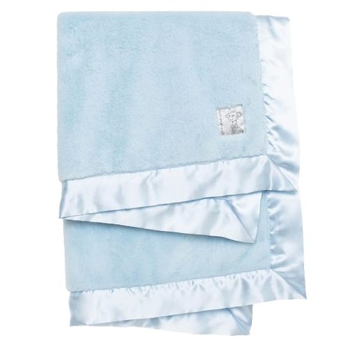 Little Giraffe Posh Mink Baby Blanket - Double-Sided Ultra Soft Plush Fabric, for New Moms, Newborn Must-Have for Boys, Cozy & Cuddly Comfort Blanket, 29" x 35", Blue