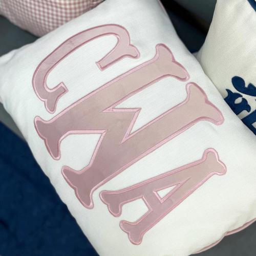 Size 12x18, Initials: “CSK”Personalized name pillow with appliqué monogram | Lumbar pillow with monogram | monogrammed nursery pillow