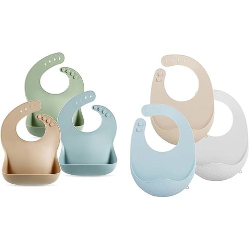 PandaEar Set of 6 Cute Silicone Baby Bibs