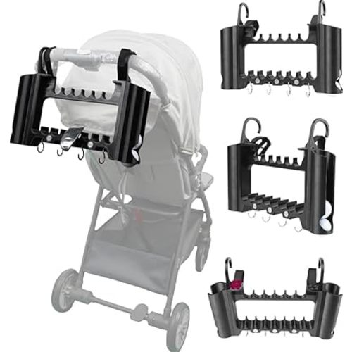 Golf Accessories Golf Stroller Attachment – Universal Golf Club Holder with Ball Tee Storage, Golf Club Holder for Strollers, Introduces Kids to Golf, Perfect Golf Gift for Parents