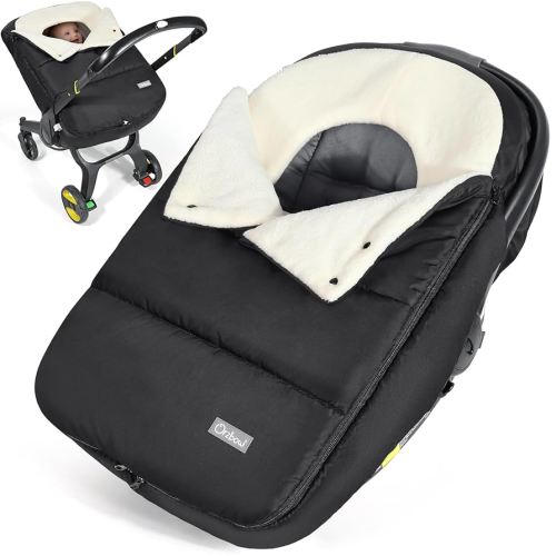 Orzbow Winter Car Seat Covers for Babies, Universal Baby Car Seat Cover with Adjustable Collar, Waterproof Carseat Cover with Zipper, Warm Coral Fleece, Detachable and Machine Washable, Black