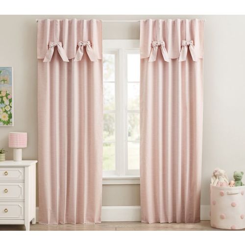 Evelyn Linen Blend Bow Valance Kids Blackout Curtain | Pottery Barn Kids