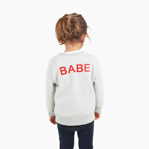 Ingrid and Isabel Babe Sweatshirt - Light Heather Grey, 6-12 M