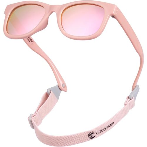 COCOSAND Flexible Polarized Baby Sunglasses with Strap UV Protection for Toddler Infant Girl Boy Age 0-24 Months