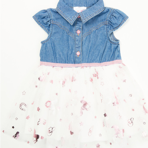 Sugar California Infant Girls' Denim Western Yoke Rodeo Tutu Dress