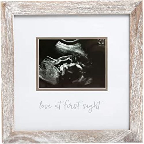Pearhead Love at First Sight Rustic Sonogram Photo Frame, Baby Keepsake Picture Frame, Gender-Neutral Nursery Décor, Ultrasound Or Sonogram Photo, 4" x 3" Photo Insert, Farmhouse Rustic