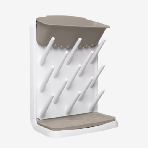 Ubbi Vertical Baby Bottle Drying Rack, Space Saving Countertop Drying Rack Baby Accessory, Taupe