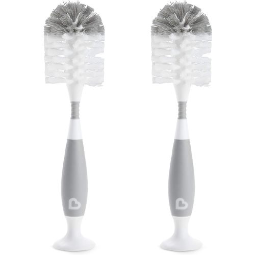 Munchkin® Bristle™ Bottle Brush, Grey, 2 Pack - Grey and White