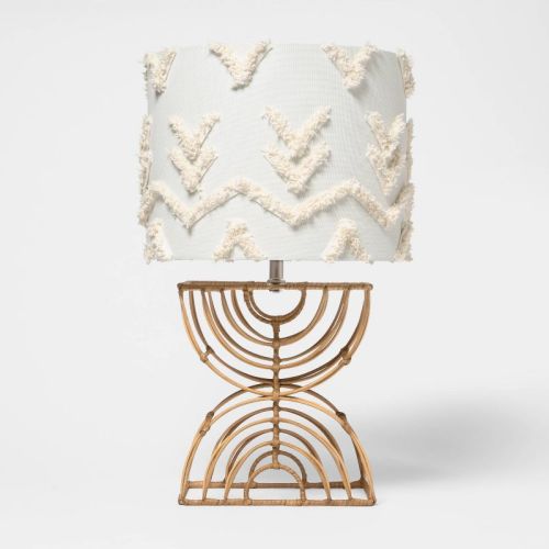 Boho Rattan Kids' Table Lamp (light Bulbs Not Included) - Pillowfort™: Off-white Drum Shade, Ul Listed, 60w Max