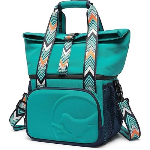 SUNNY BIRD Dual Compartment Lunch Bag Insulated Lunch Box for Women and Men (Turquoise Green)