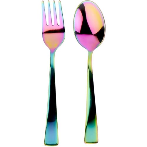 Ahimsa Stainless Steel Fork & Spoon | Kids Utensil Set | Toddler Safe Flatware | 100% BPA Free & Dishwasher Safe (Rainbow)