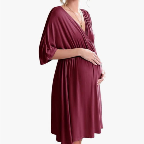 Ekouaer 3 in 1 Labor/Delivery/Hospital Gown Maternity Dress Nursing Nightgown Sleepwear for Breastfeeding