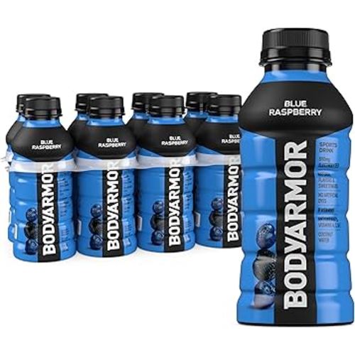 BODYARMOR Sports Drink, Blue Raspberry, Electrolyte Drink Hydration, 12 Fl Oz Bottles (8 Pack), Flavored Coconut Water with B Vitamins & Antioxidants